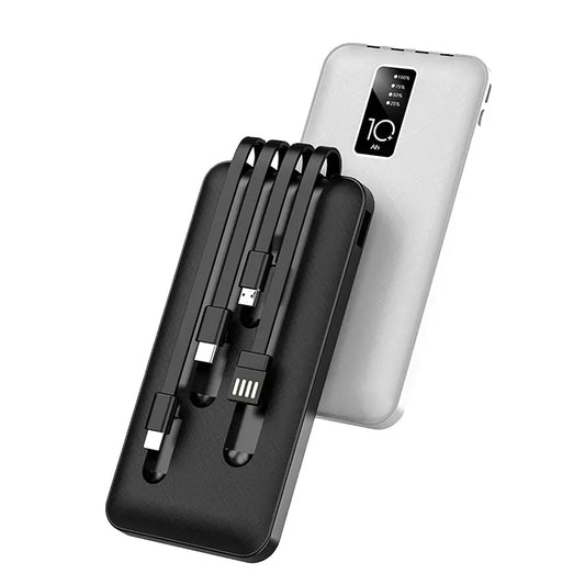 4 in 1 Built-in Cable Power Bank -10000 mAh